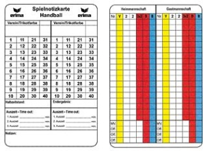 Erima Spielnotizkarten Handball
