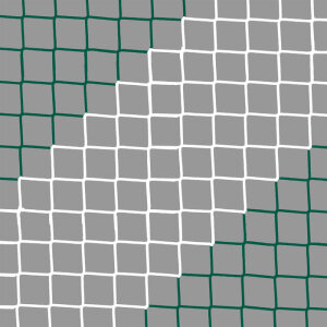 Fußballtornetz 7,50 m x 2,50 m | Netztiefe  80/150 cm | zweifarbig diagonal gestreift grün/weiß