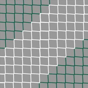 Fußballtornetz 7,50 m x 2,50 m | Netztiefe 200/200 cm | zweifarbig diagonal gestreift