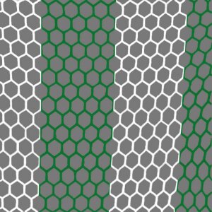 Fußballtornetz 7,50 m x 2,50 m | Netztiefe 200/200 cm | wabenförmige Maschen | zweifarbig längs gestreift grün/weiß