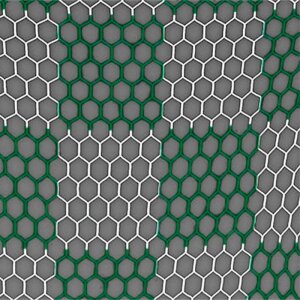 Fußballtornetz 7,50 m x 2,50 m | Netztiefe  80/200 cm | wabenförmige Maschen | zweifarbig Schachbrettmuster weiß/grün