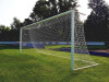 Fußballtor 7,32 x 2,44 m, feststehend in Bodenhülsen, eckverschweißt, silber, mit Netzbügel